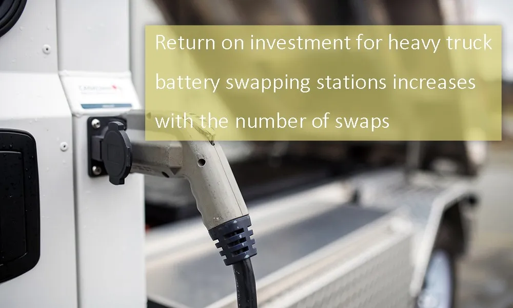 Return on investment for heavy truck battery swapping stations increases with the number of swaps