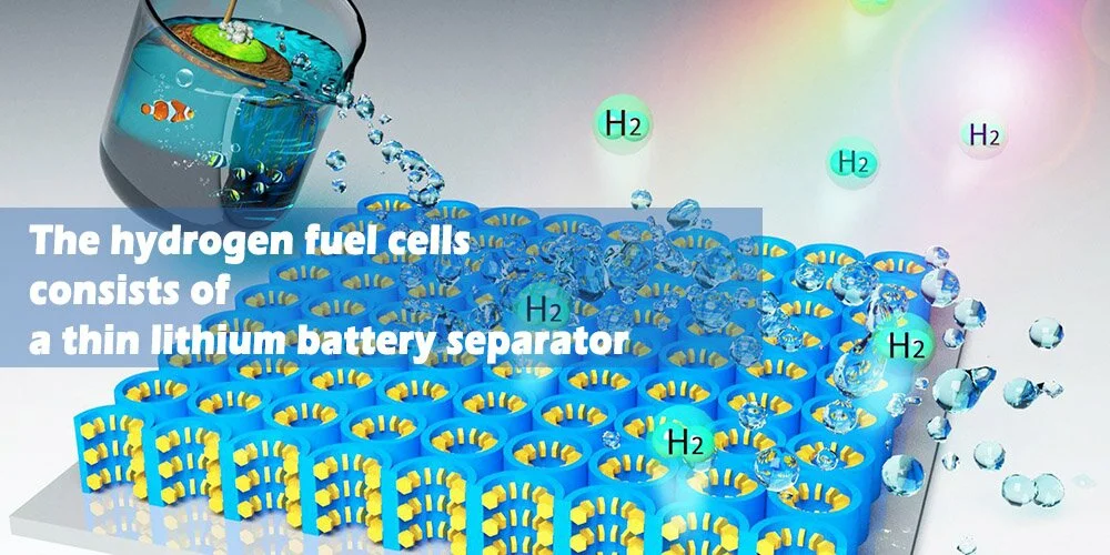 the hydrogen fuel cells consists of a thin lithium battery separator