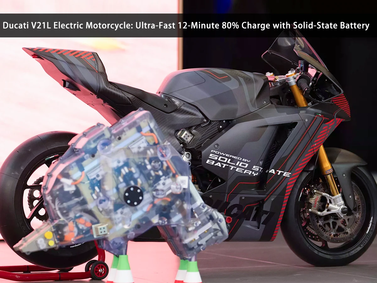 Sepeda Motor Listrik Ducati V21L Pengisian Daya 80% Ultra-Cepat 12 Menit 80% dengan Baterai Solid-State