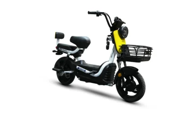 DF-1-500W-moped-listrik-tampilan-depan-kiri-dengan-keranjang